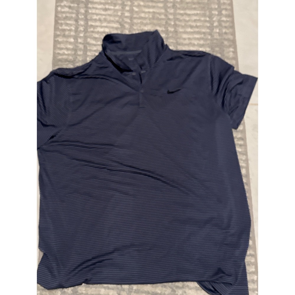 Nike Dri-FIT Mens XXL Navy Blue Grey Striped Golf Polo Shirt FZ5647-003